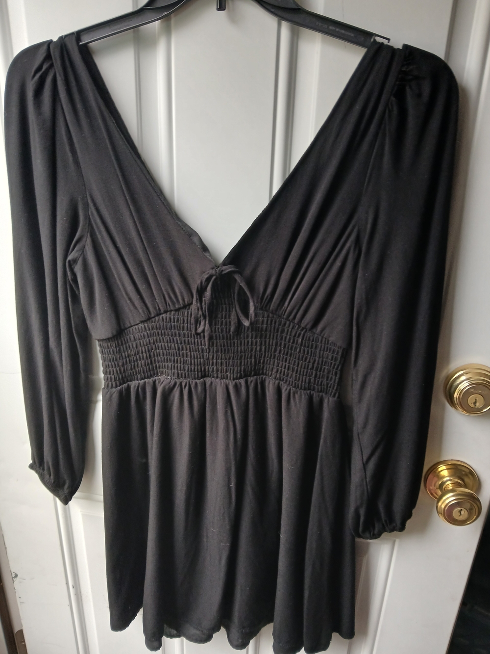 Black Women's Medium V-Neck Smocked Waist Dress